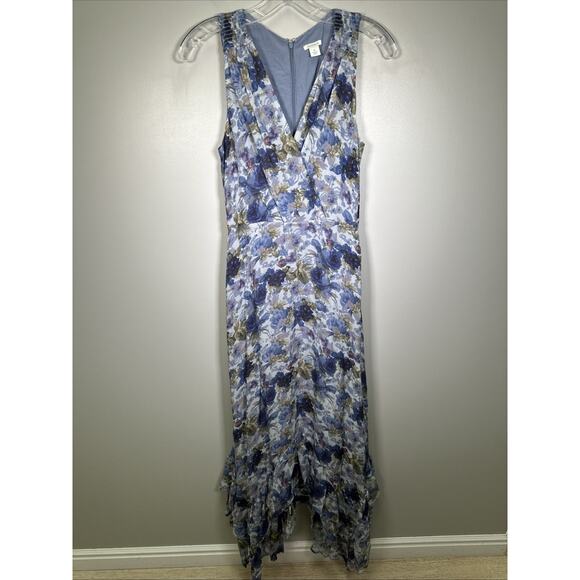 Sundance Champs De Fleur Maxi Dress 8 Blue Floral Wedding Formal Classic - Picture 1 of 9